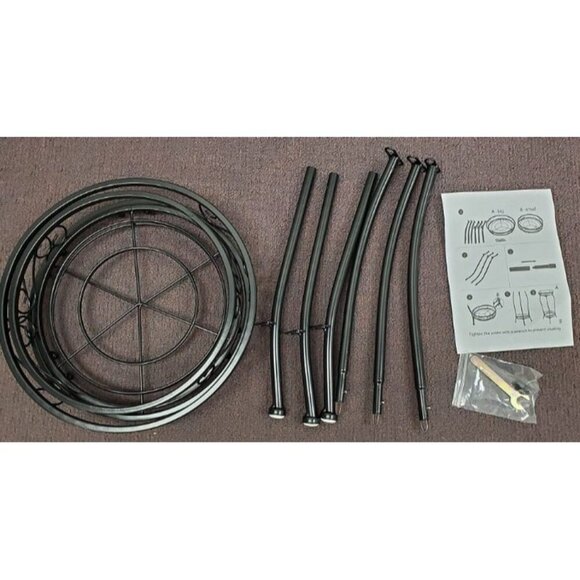 New Plant Stand Indoor Outdoor，Tall Black Metal Rustproof Stable Plant Stands - Picture 3 of 3